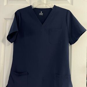 Dark Navy Blue Scrub Top & Bottom Set